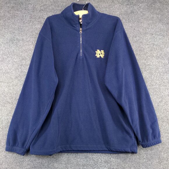 Red Oak Men's 1/4 Zip Fleece Jacket Blue Medium Notre Dame Embroidered - Picture 2 of 13